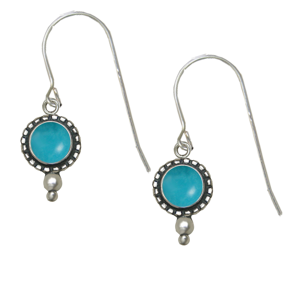 Sterling Silver Little Turquoise Gemstone Drop Dangle Earrings